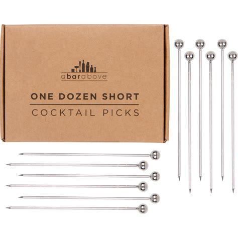 Short Cocktail Picks 12pc Stainless Steel Finish • A Bar Above