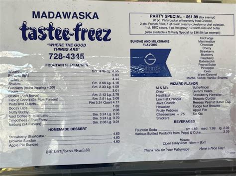 Menu At Madawaska Tastee Freez Restaurant Madawaska