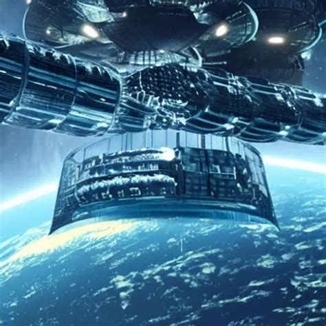 A Giant Space Station Futuristic Stars Movie Still Stable