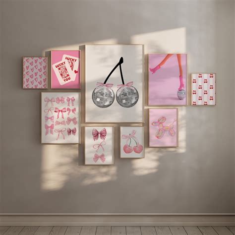 Pink Preppy Wall Art Set Of Blush Light Pink Art Cute Apartment Decor Hot Pink Wall Art