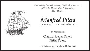 Traueranzeigen Von Manfred Peters Wirtrauern