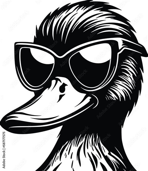 Duck With Sunglasses Logo Monochrome Design Style Stock Vector | Adobe ...