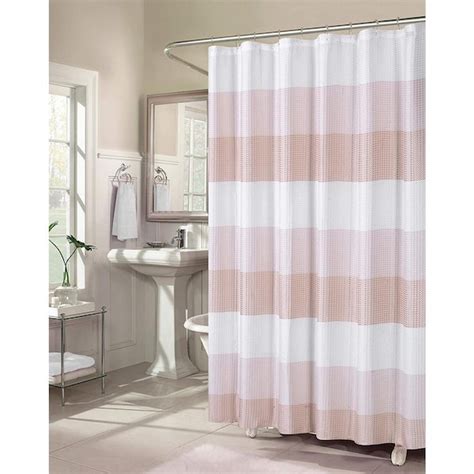 Dainty Home Ombre 72 In Blush Waffle Weave Fabric Shower Curtain