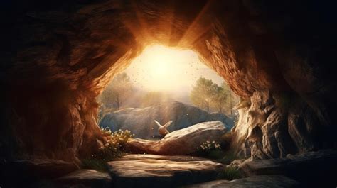 Premium AI Image | Jesus is risen illustration of an empty tomb ...