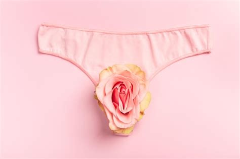 Unterhose Und Blume Auf Nahaufnahme Konzept Halten Sie Ihre Vagina