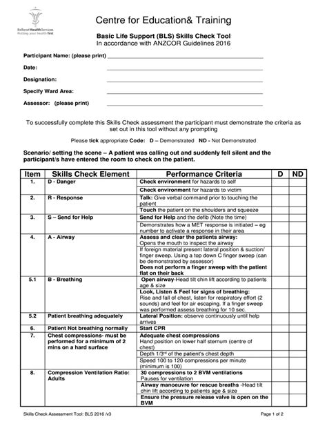 Fillable Online Educationresource Bhs Org Basic Life Support Bls