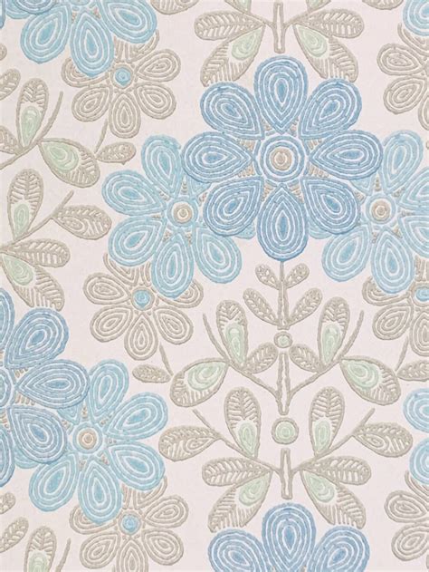 Vintage Blue Floral Wallpaper | Vintage Wallpapers - Online Shop