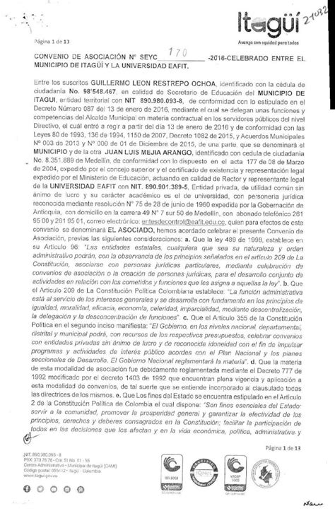 PDF CONTRATO SEYC 170 2016 Alcaldía de Itagüí el marco de la ruta