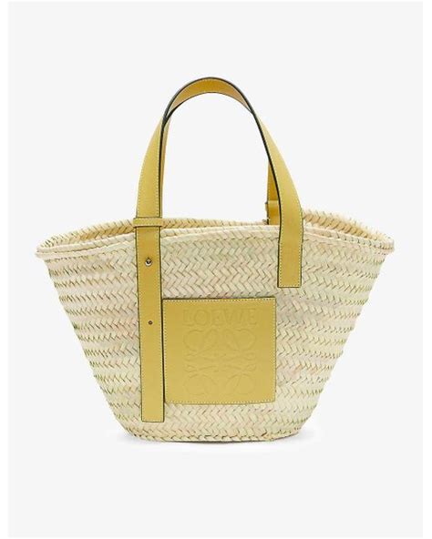 Loewe Woven Raffia Basket Bag In Metallic Lyst Uk