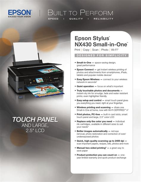 EPSON STYLUS NX430 SMALL-IN-ONE ALL IN ONE PRINTER SPECIFICATIONS ...