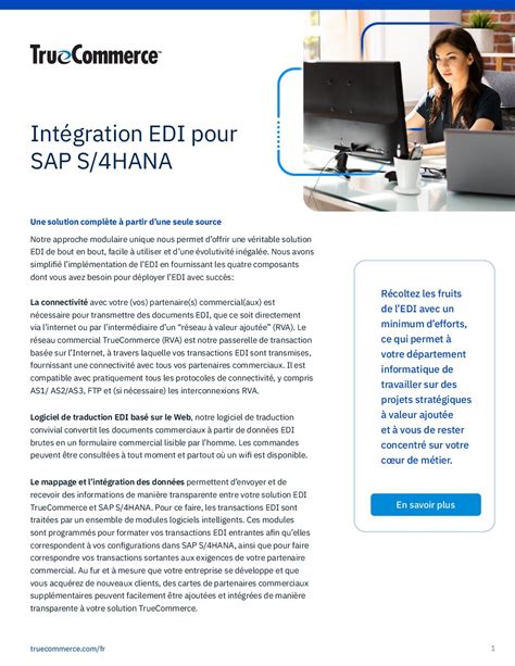 Fiche technique Intégration EDI pour SAP S 4HANA TrueCommerce FR