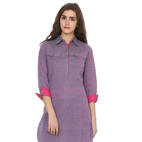 Seune Khadi Cotton Knee Length Kurta For Women S