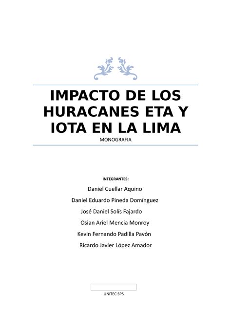 Impacto De Los Huracanes Eta Y Iota En La Lima Monografia Impacto De