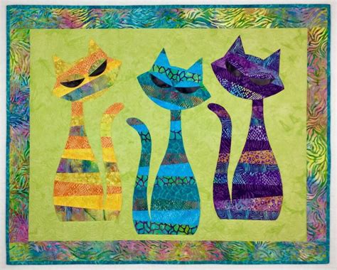 Mod Cat Quilt Pattern Colourwerx Colorful Contemporary Etsy