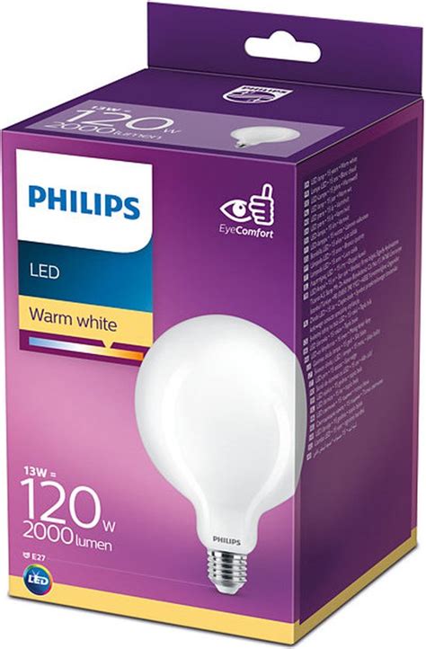 4 Stuks Philips LED Globelamp G120 E27 13W 2000lm 2700K Mat Niet