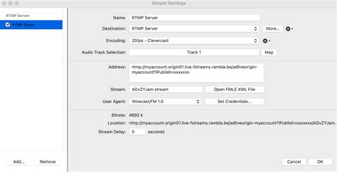 Wirecast Configuration For An RTMP Broadcast With 2 Languages