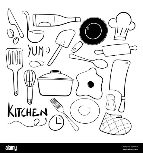 Kitchen Set Items Cutlery Icon Vector Illustration Random Kitchen