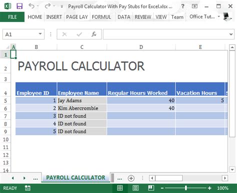 Payroll Calculator With Pay Stubs For Excel