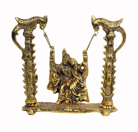 HINDU GOD LORD Krishna Radha Idol On Swing Jhula Sculpture Statue