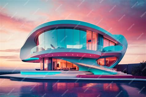 La Fachada De Una Casa Futurista Moderna Concept Villas En Gráficos