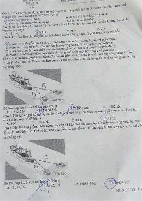 Solved Mã đề thi 712 Câu 1 Để xách một túi dựng thức ăn một người