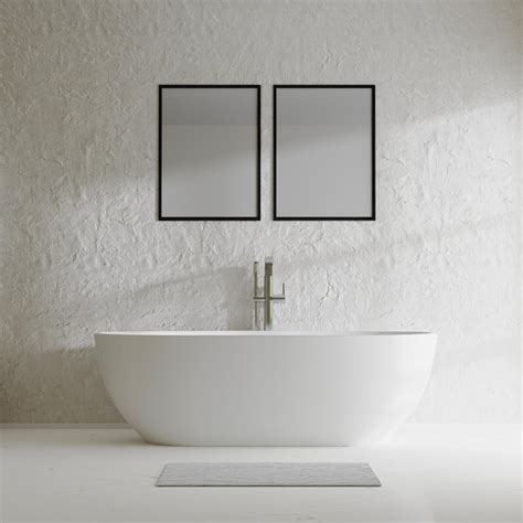 Premium Photo Poster Frame Mock Up In Modern Bathroom With Bathtub