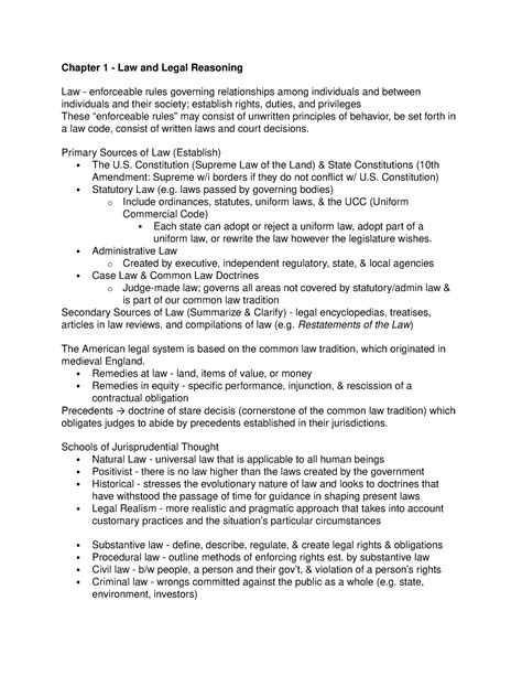 Chapter Summary The Legal Environment Of Business Chapter