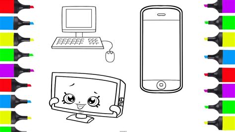 How To Draw Electronic Devices Phone Tv Computer Coloring Pages For