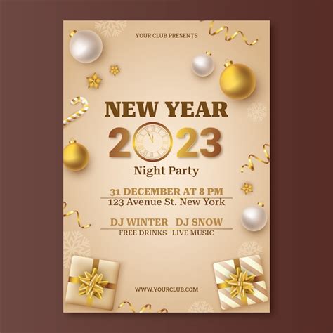 Free Vector | Realistic new year 2023 poster template