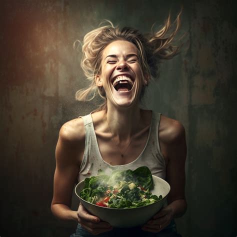 mind   ai generated woman laughing   salad
