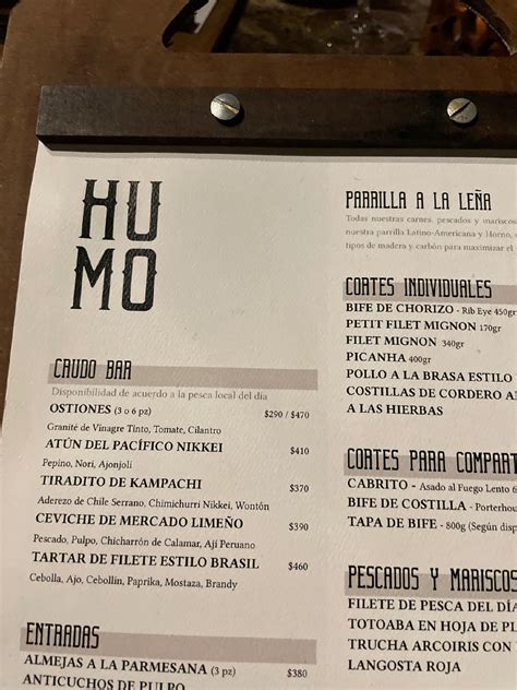 Menu At Humo Restaurant La Playa