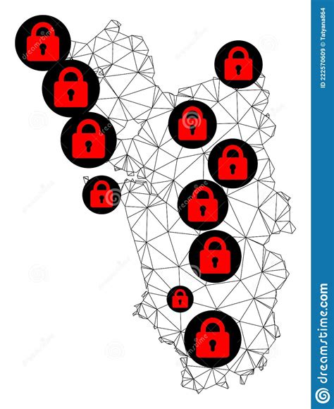 Lockdown Polygonal Carcass Mesh Vector Map Of Goa State Stock Vector