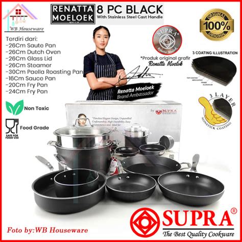 Jual New Pcs Panci Cookware Set Supra Black Series Renatta Moeloek