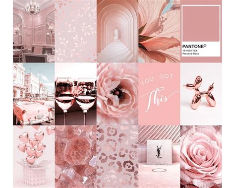 Rose Gold Collage Pink Collage Pink Aesthetic Collage Kit Dusty