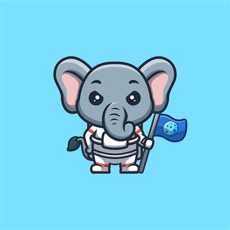 Lindo Elefante De Dibujos Animados Vector Premium