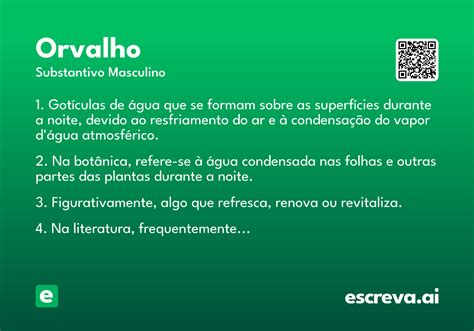Significado Da Palavra Orvalho - Orvalho - Significado e Sinônimo - escreva.ai