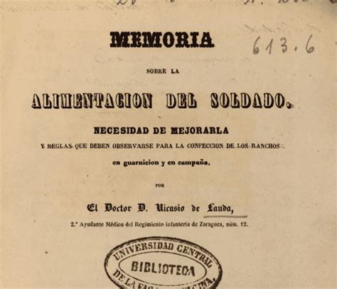 Memoria sobre la alimentación del soldado necesidad de mejorarla y