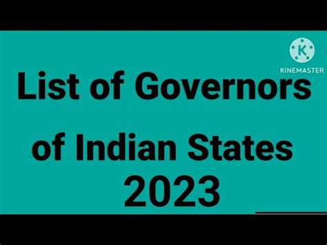 List Of Current Governors Of Indian States Indian States And Their