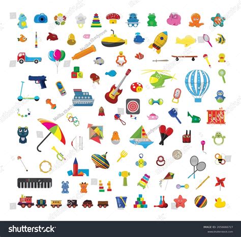 Collection Colorful Childrens Toys Stock Vector Royalty Free