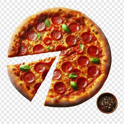 Premium Psd Freshly Baked Pepperoni Pizza With A Cut Slice On