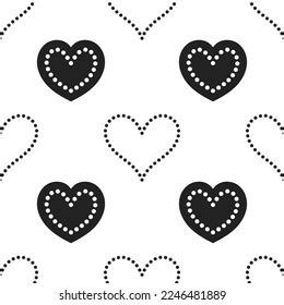 Monochrome Heart Seamless Pattern Black White Stock Illustration