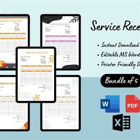 Customer Receipt Template Blank Printable PDF, Excel, Word