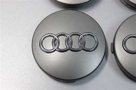 4 98 12 GRAY Audi Wheel Center Cap Chrome Logo 60 MM A3 A4 A6 A8 TT