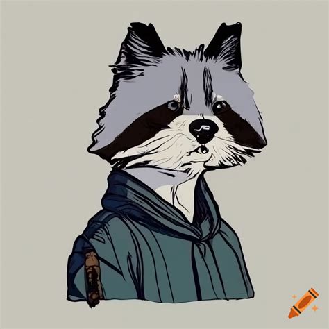 Vector Line Art Of A Cyberpunk Raccoon On Craiyon