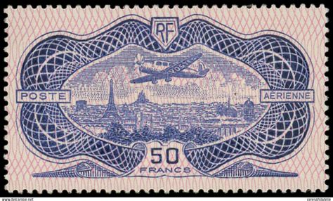 1927 1959 Neufs POSTE AERIENNE 15 50f Burelage Rose TB