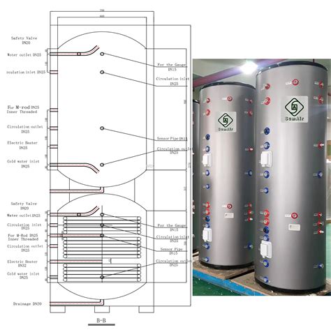 L In Combined Stainless Steel SUS Sanitary Hot Water Storage Boiler Monoblock Heat