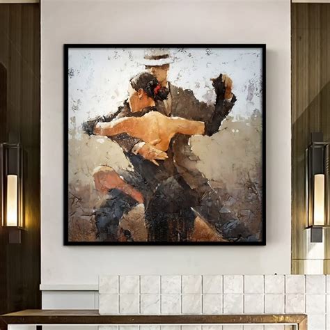 Canvas Home Decor, Large Canvas, Dancing Couple Painting Print, Music Room Art, Tango Couple ...