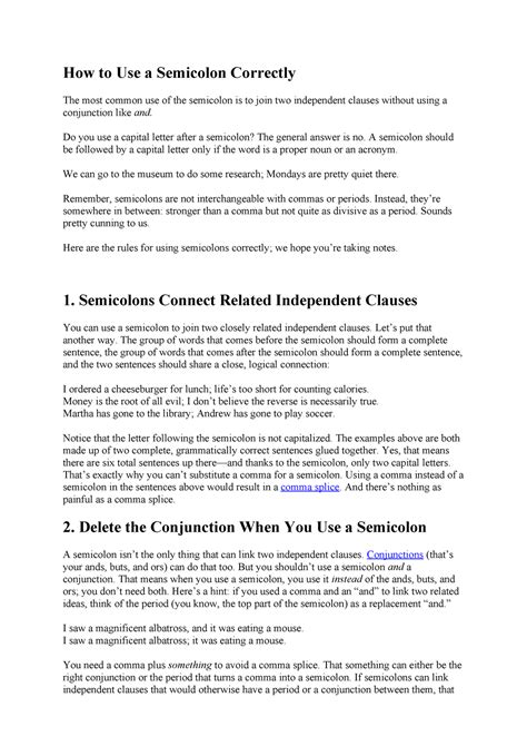 How To Use A Semicolon Correctly Do You Use A Capital Letter After A