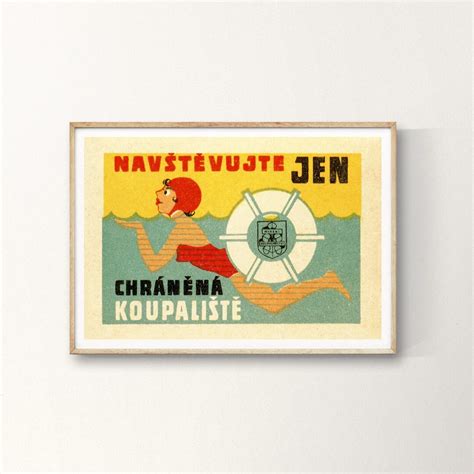 Swimming Art Print Vintage Swimmer Poster Retro Wall Art Etsy