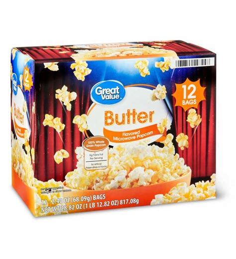 Great Value Extra Butter Flavored Microwave Popcorn Oz 12